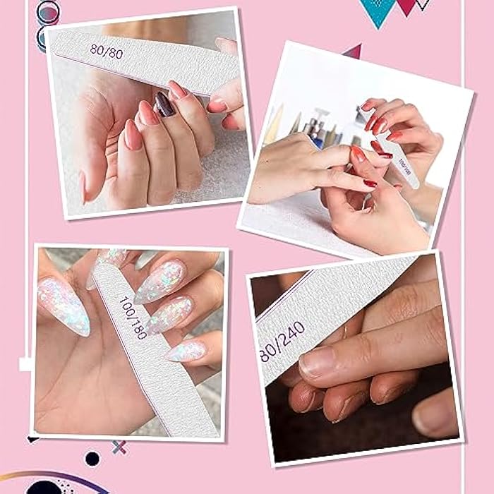BLESWIN Professional Nail Files, Emery Board Nail File for Natural Nails 100/180/240 Grit Nail Files for Acrylic Nails 12pcs Fine Grit Nail File Manicure Tools Coarse Fingernail Files (100/180 Grit) - Image 5